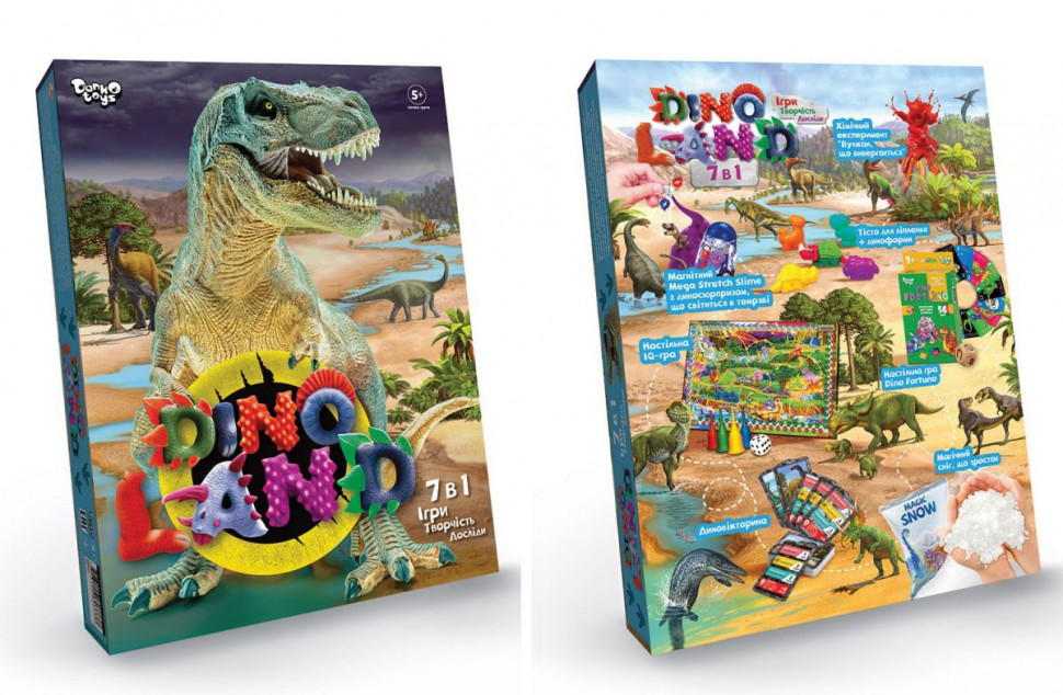 Набор креативного творчества Danko Toys Dino Land 7 в 1 Danko Toys DL-01-01U укр, набор детских игр - фото 2