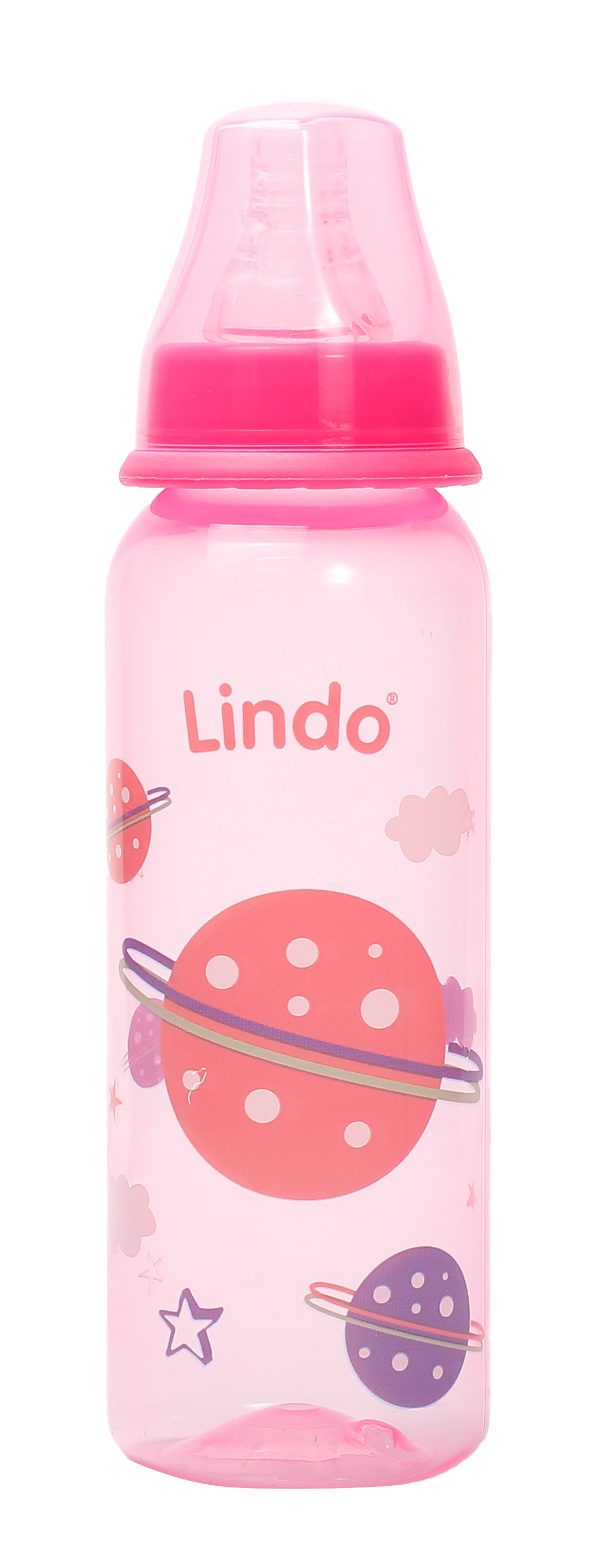Пляшечка для годування Lindo, з силіконовою соскою, 250 мл, рожевий (Li 138 роз) - фото 1