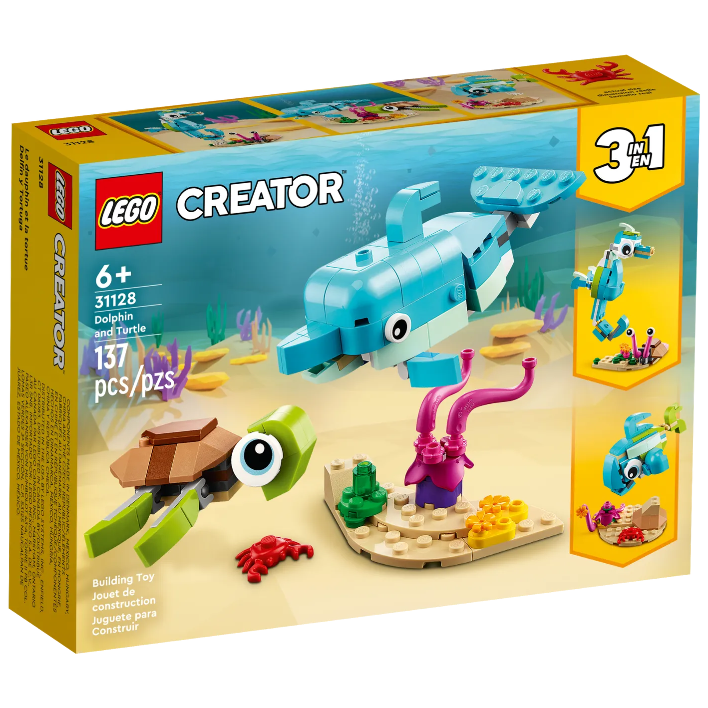 Конструктор LEGO Creator Дельфін і черепаха 3 в 1, 137 деталей (31128) - фото 1