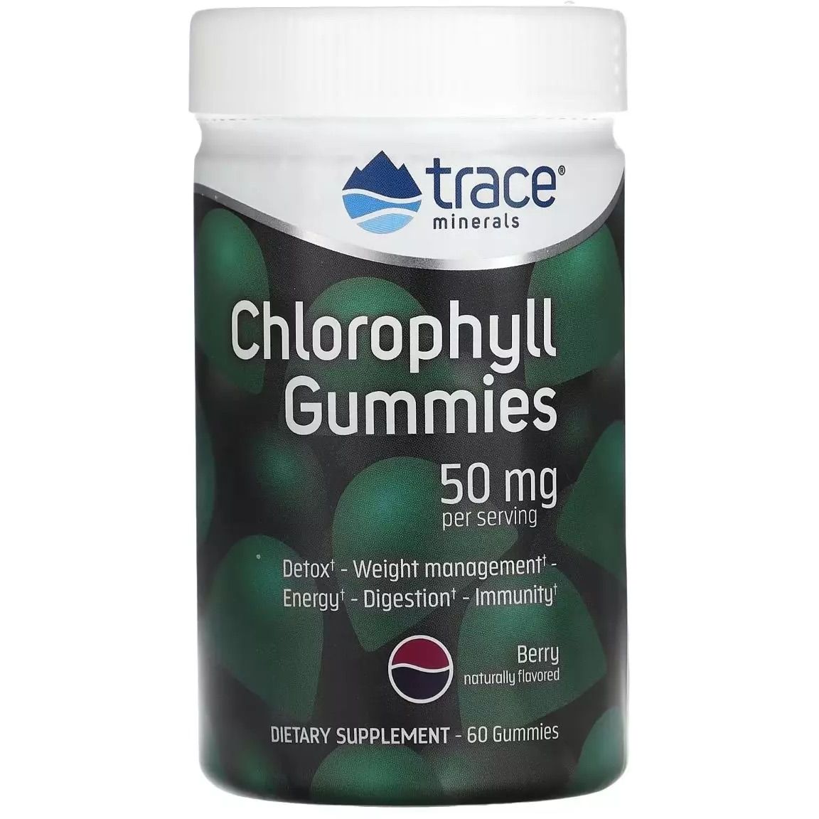 Хлорофилл Trace Minerals Chlorophyll Gummies со вкусом ягод 50 мг 60 конфет - фото 1