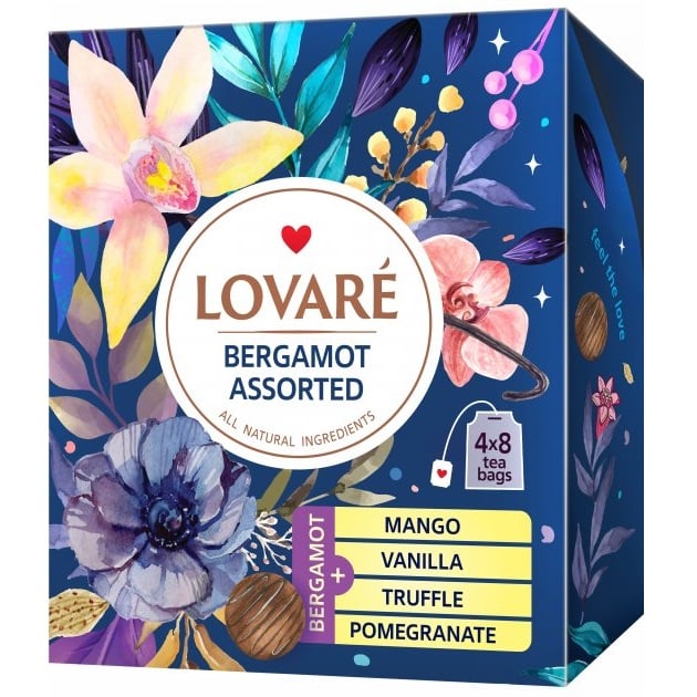 Чай чорний Lovare Bergamot Assorted 64 г (32 шт. х 2 г) (881158) - фото 1