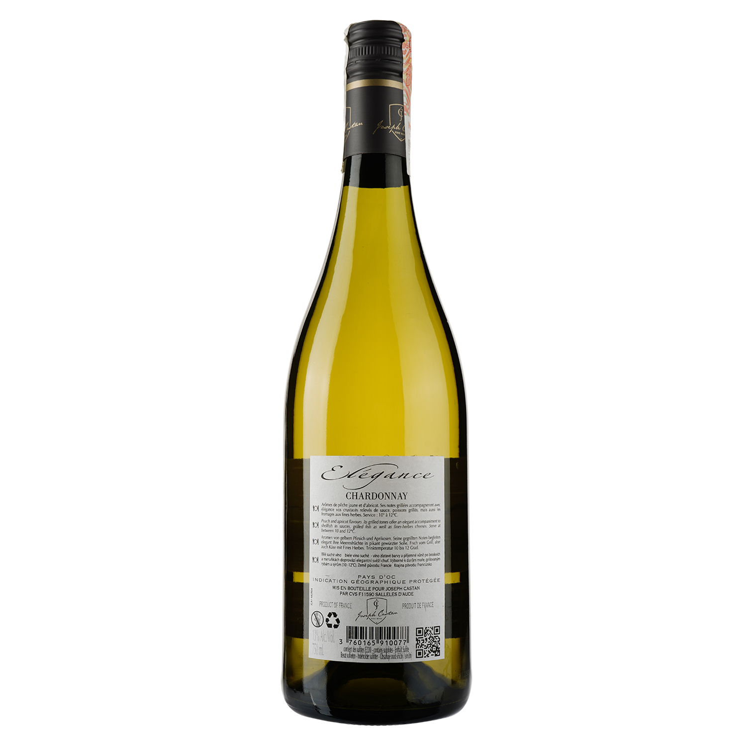 Вино Joseph Castan Elegance Chardonnay, біле, сухе, 12%, 0,75 л - фото 2