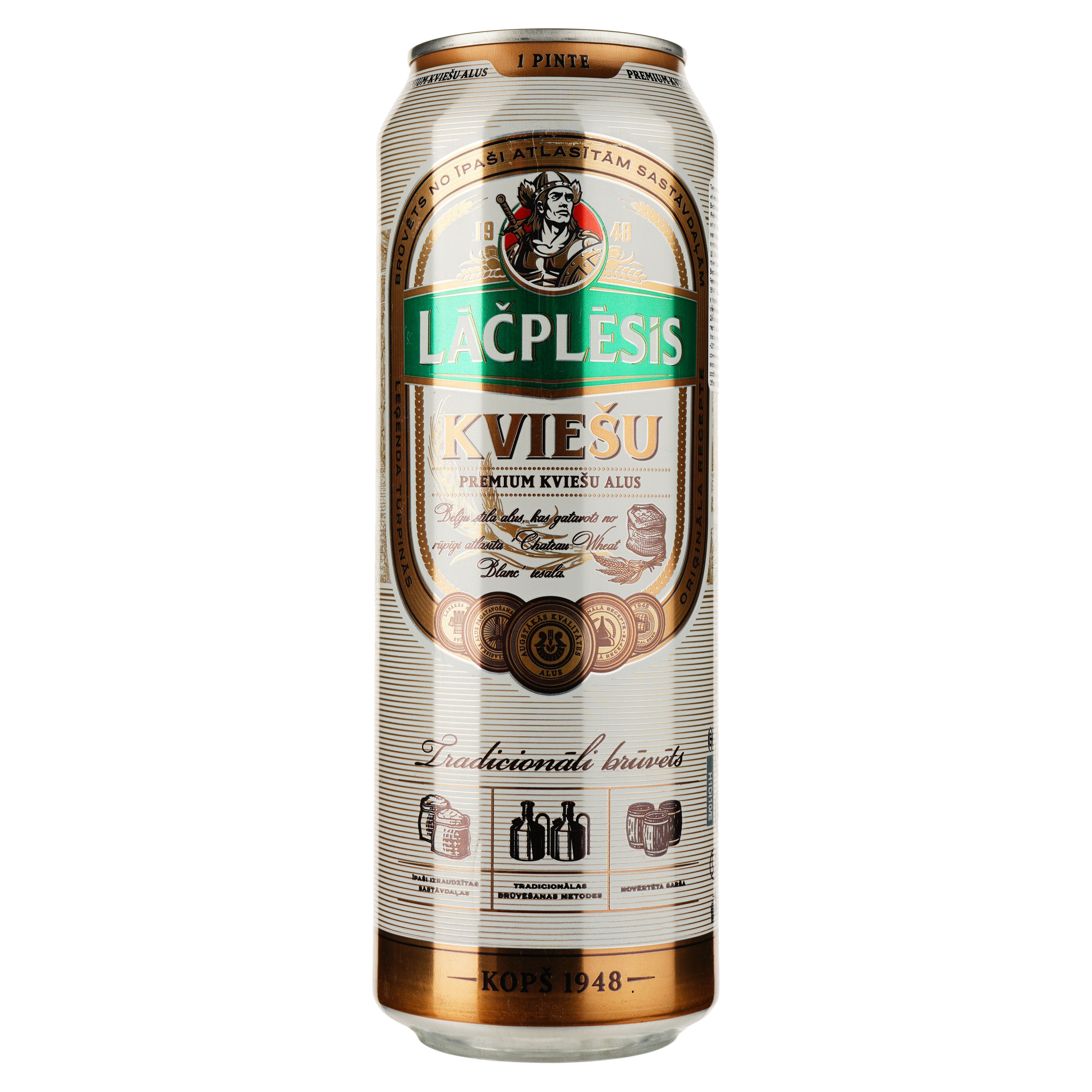 Пиво Lacplesis Kviesu светлое 5% 0.568 л ж/б - фото 1