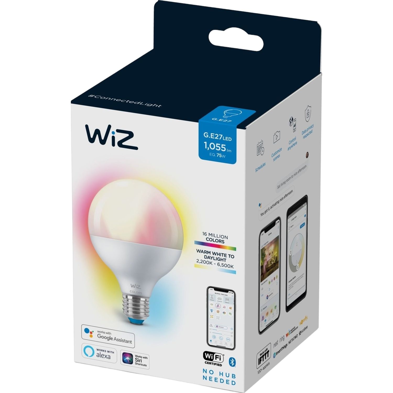 Лампа WiZ LED E27 Wi-Fi умная 11 Вт 2200-6500 K 1055 ЛМ G95 RGB (929002383902) - фото 3