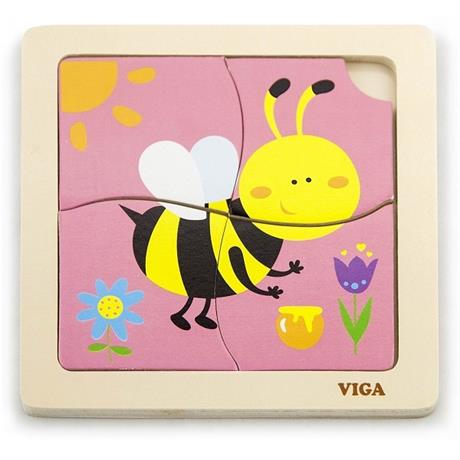 Деревянный мини-пазл Viga Toys Пчелка, 4 эл. (50138) - фото 1