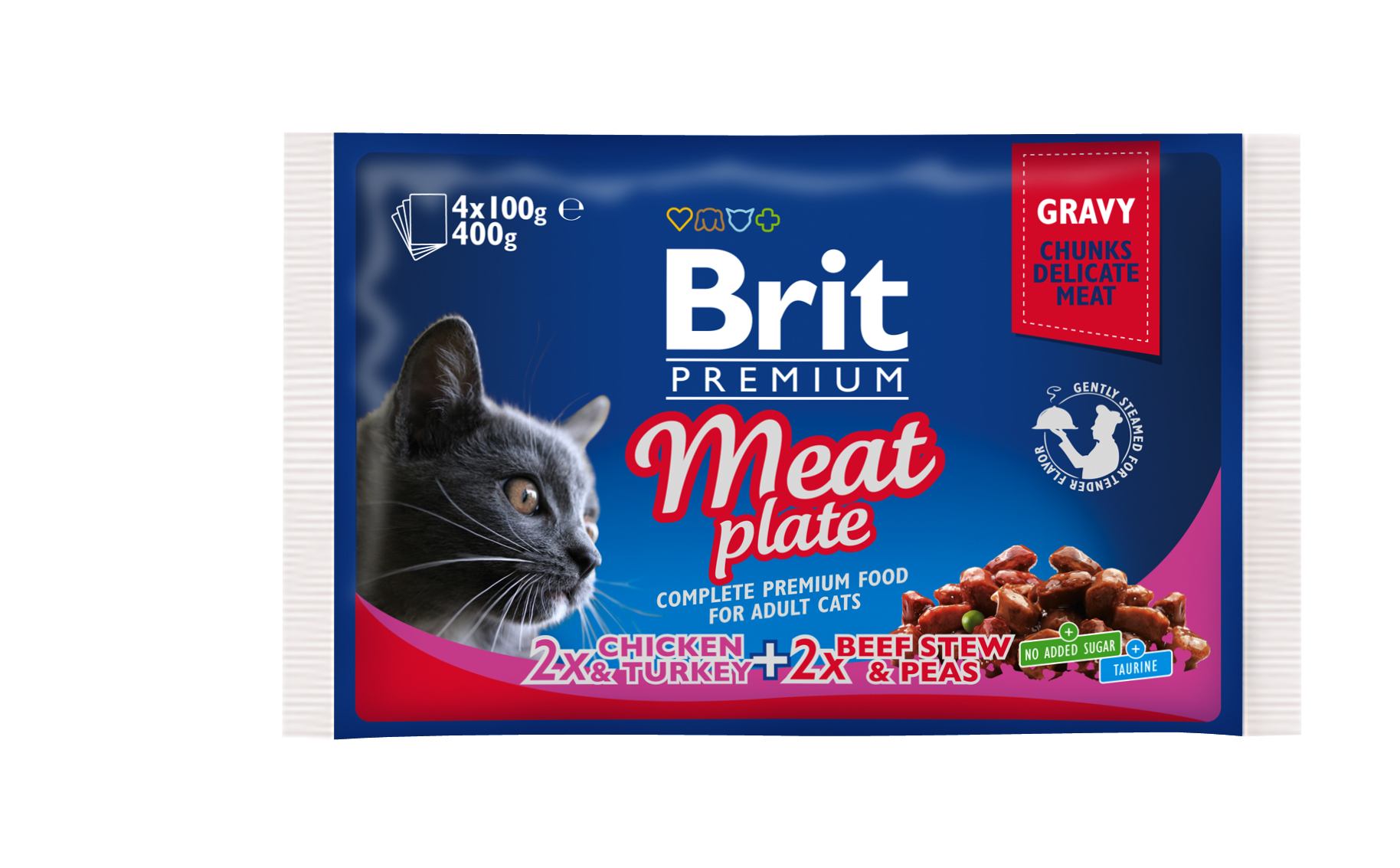 Набор паучей Brit Premium Cat, мясная тарелка, 100 г, 4 шт. - фото 1