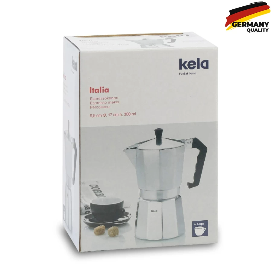 Кофеварка гейзерная Kela Italia 300 мл 6 чашек серебристая (10591) - фото 2