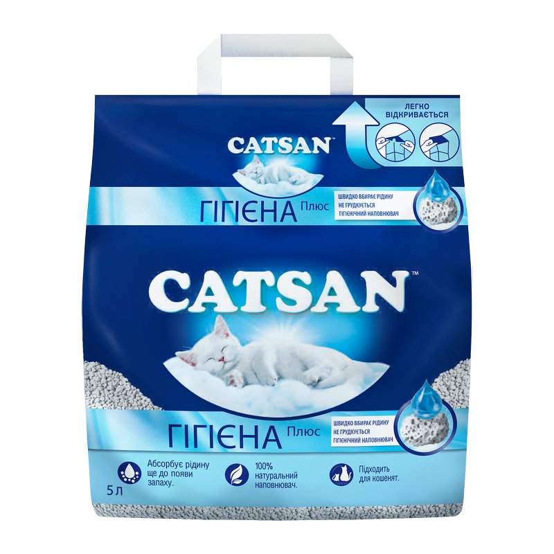 Бентонитовый наполнитель для туалета Catsan Hygiene Plus Гигиенический, 5 л - фото 1