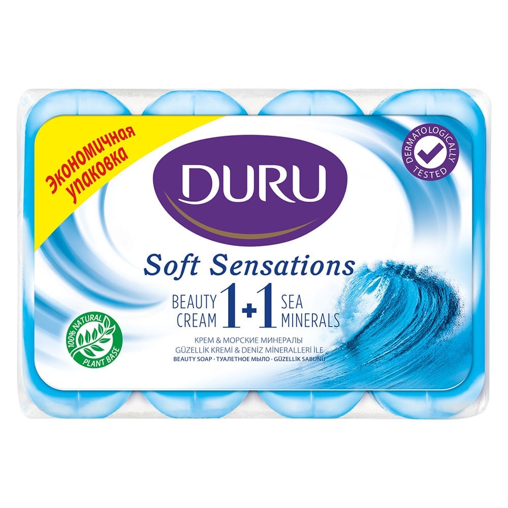 Мило Duru 1+1 Soft Sensations Морські мінерали зі зволожуючим кремом, 4 шт. по 80 г - фото 1