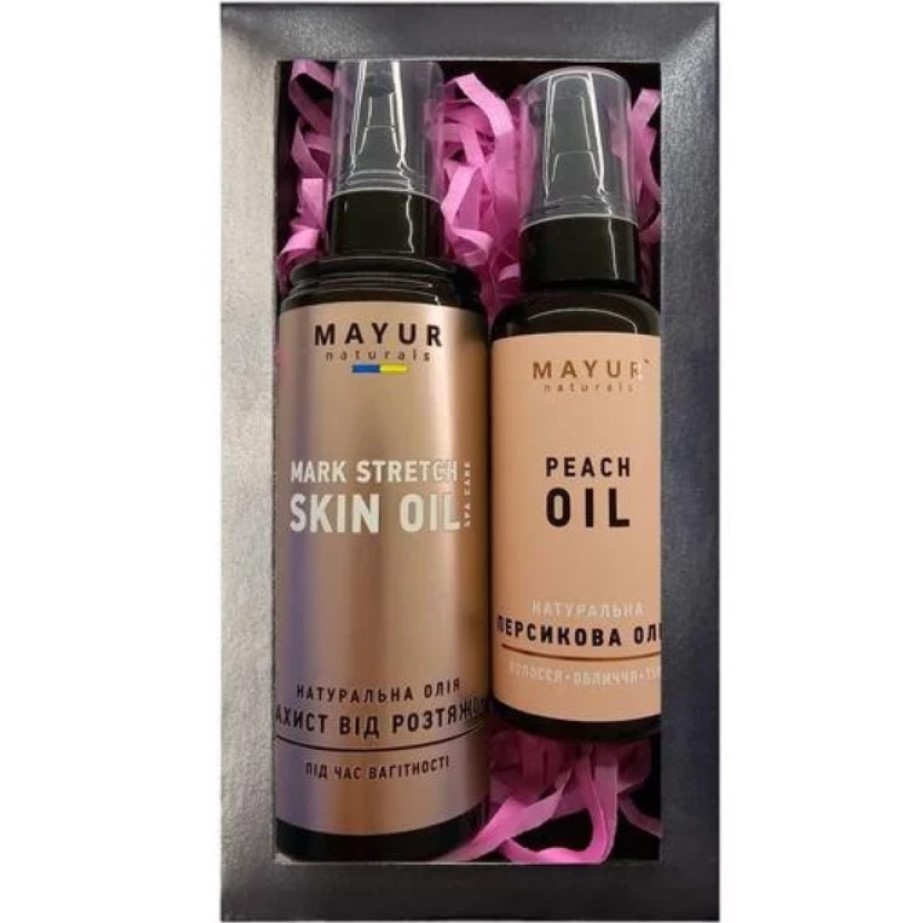 Набор Mayur Уход за кожей Персик: масло от растяжек при беременности 120 мл + масло персиковых косточек 50 мл - фото 1