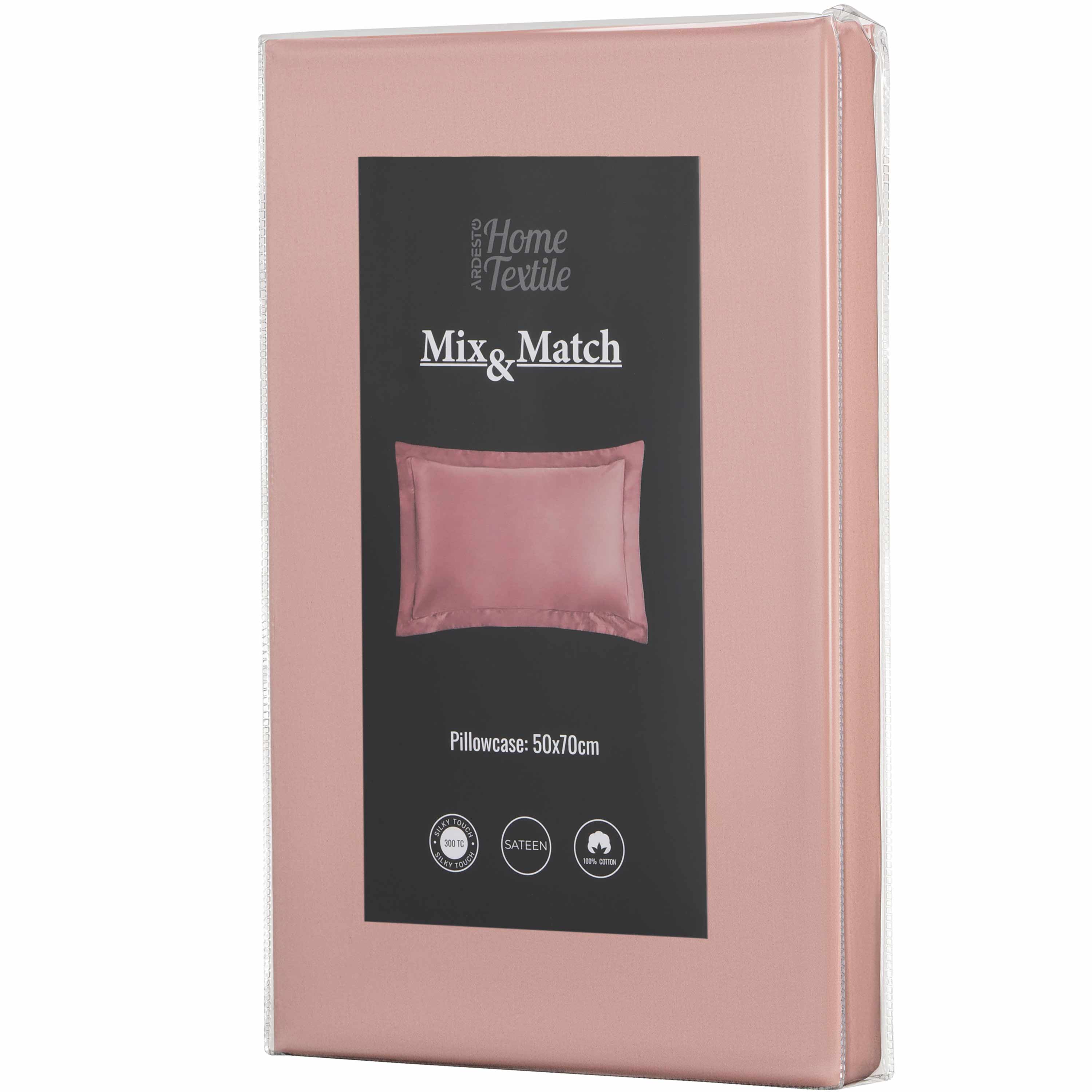 Наволочка Ardesto Mix&Match Premium сатин 50х70+5 см світло-рожева (ART5070PCU) - фото 9