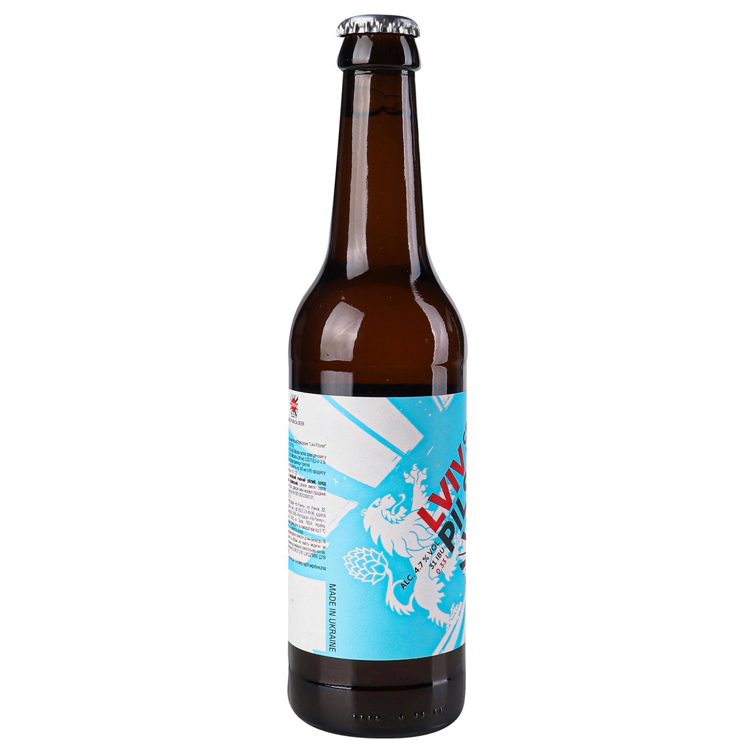 Пиво Правда Lviv Pilsner, светлое, нефильтрованное, 4,7%, 0,33 л (827276) - фото 2