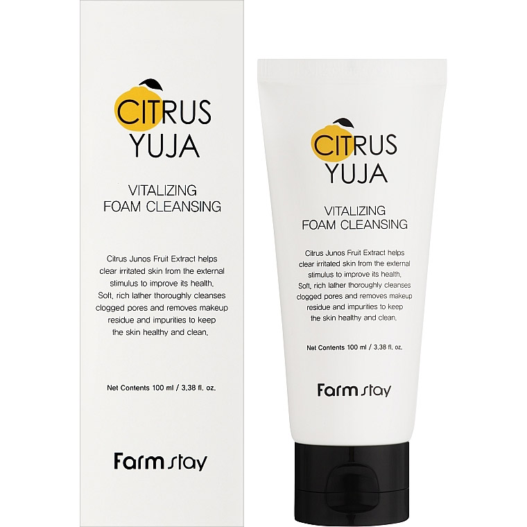 Пінка для освітлення шкіри FarmStay Citrus Yuja Vitalizing Foam Cleansing з витяжкою юдзу 100 мл - фото 2
