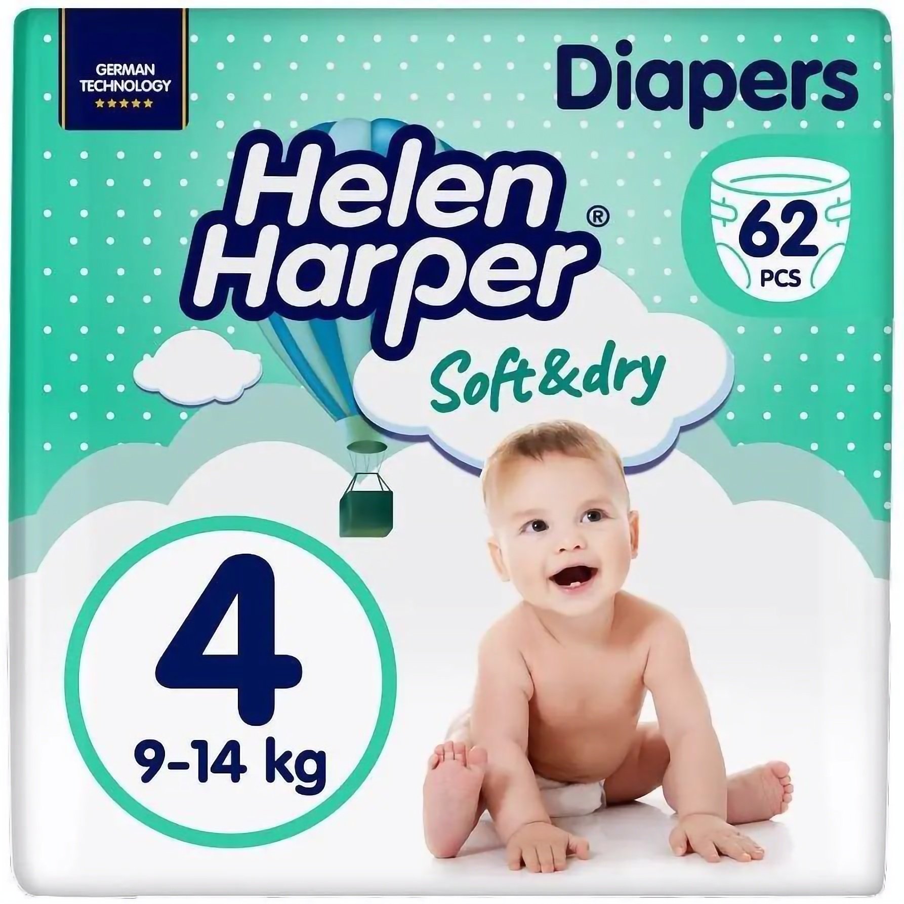 Подгузники Helen Harper Soft & Dry New Maxi (4) 9-14 кг 62 шт. - фото 1