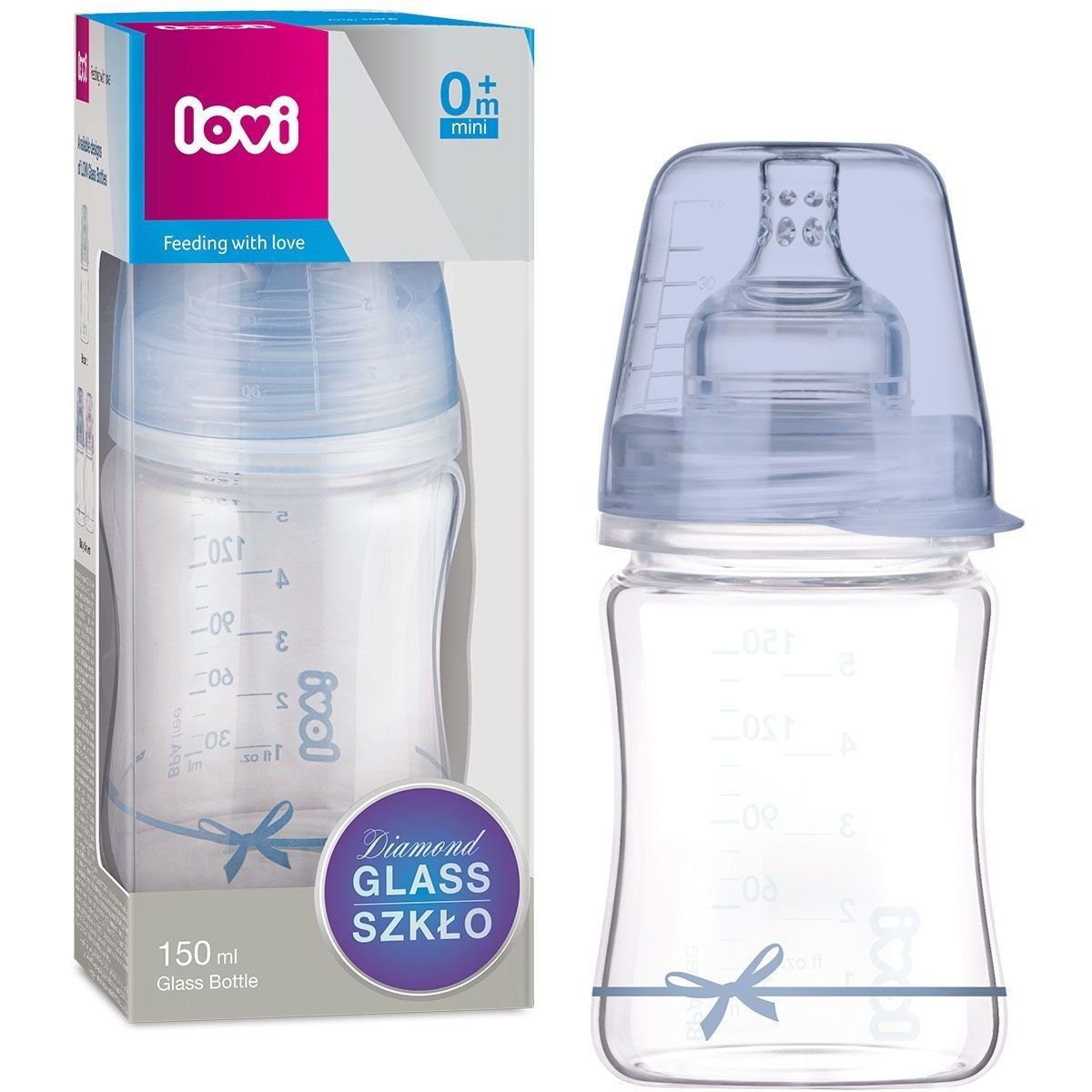 Пляшечка для годування Lovi Diamond Glass Baby Shower boy 150 мл (74/104boy) - фото 3