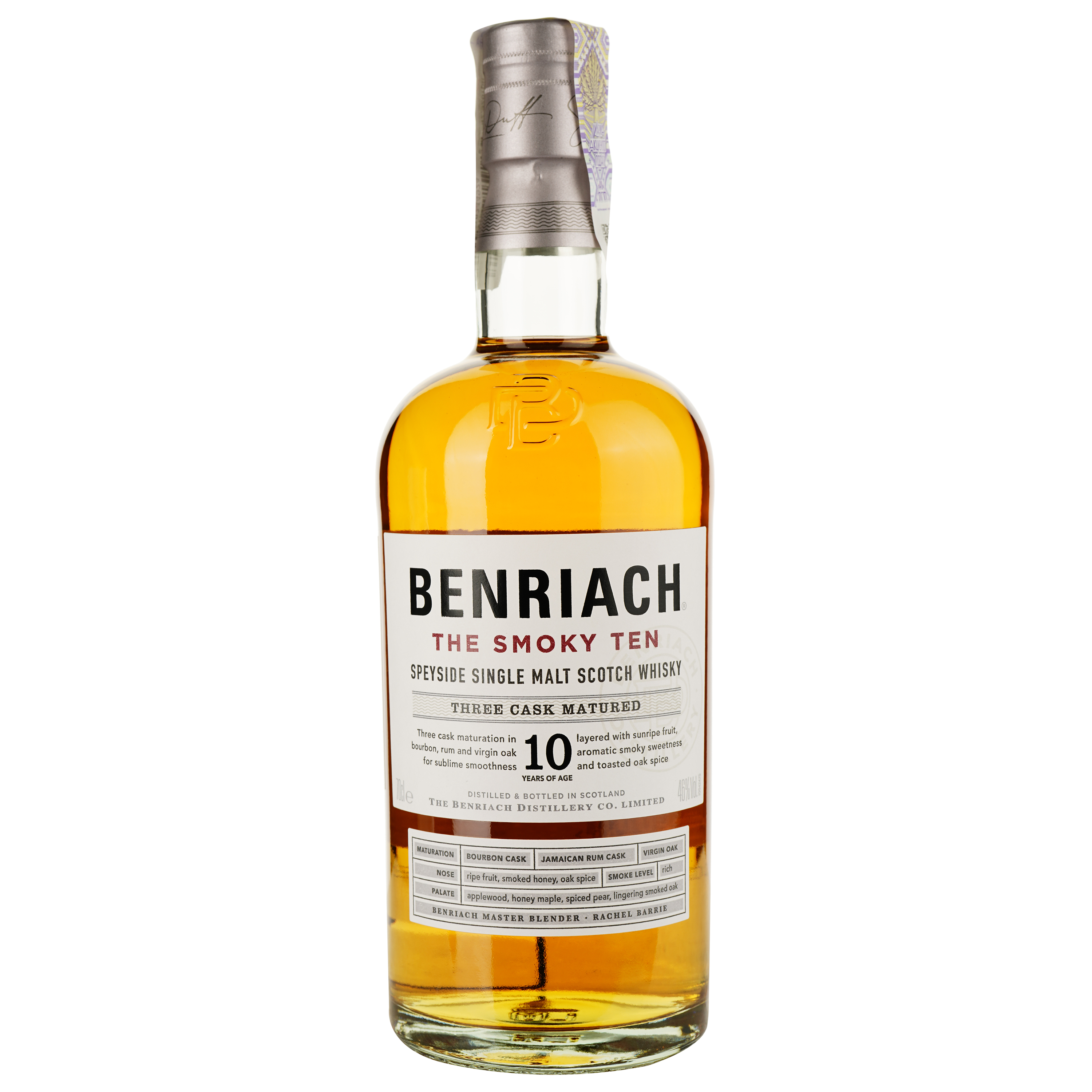 Віскі BenRiach The Smoky Ten 10 yo Single Malt Scotch Whisky 46% 0.7 л в тубусе - фото 2