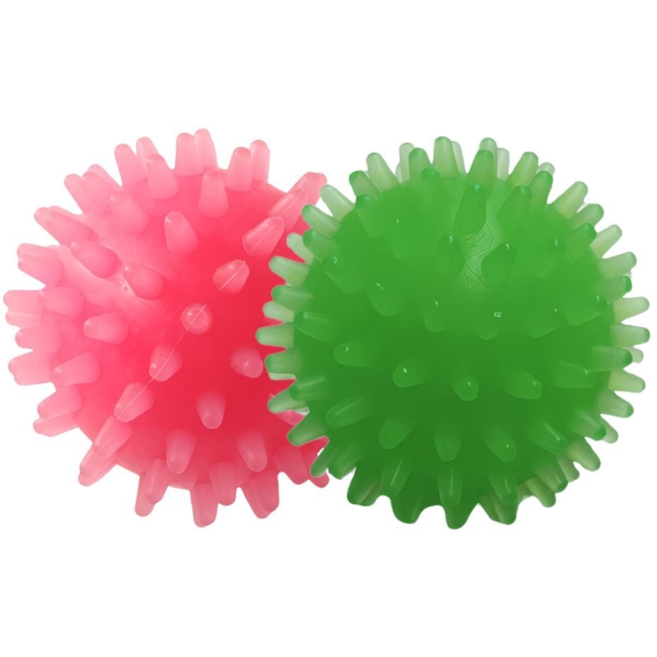 Набор игрушек для собак Fox Мячи с шипами, с ароматом ванили, 4 см, 1 шт., красный и зеленый - фото 1
