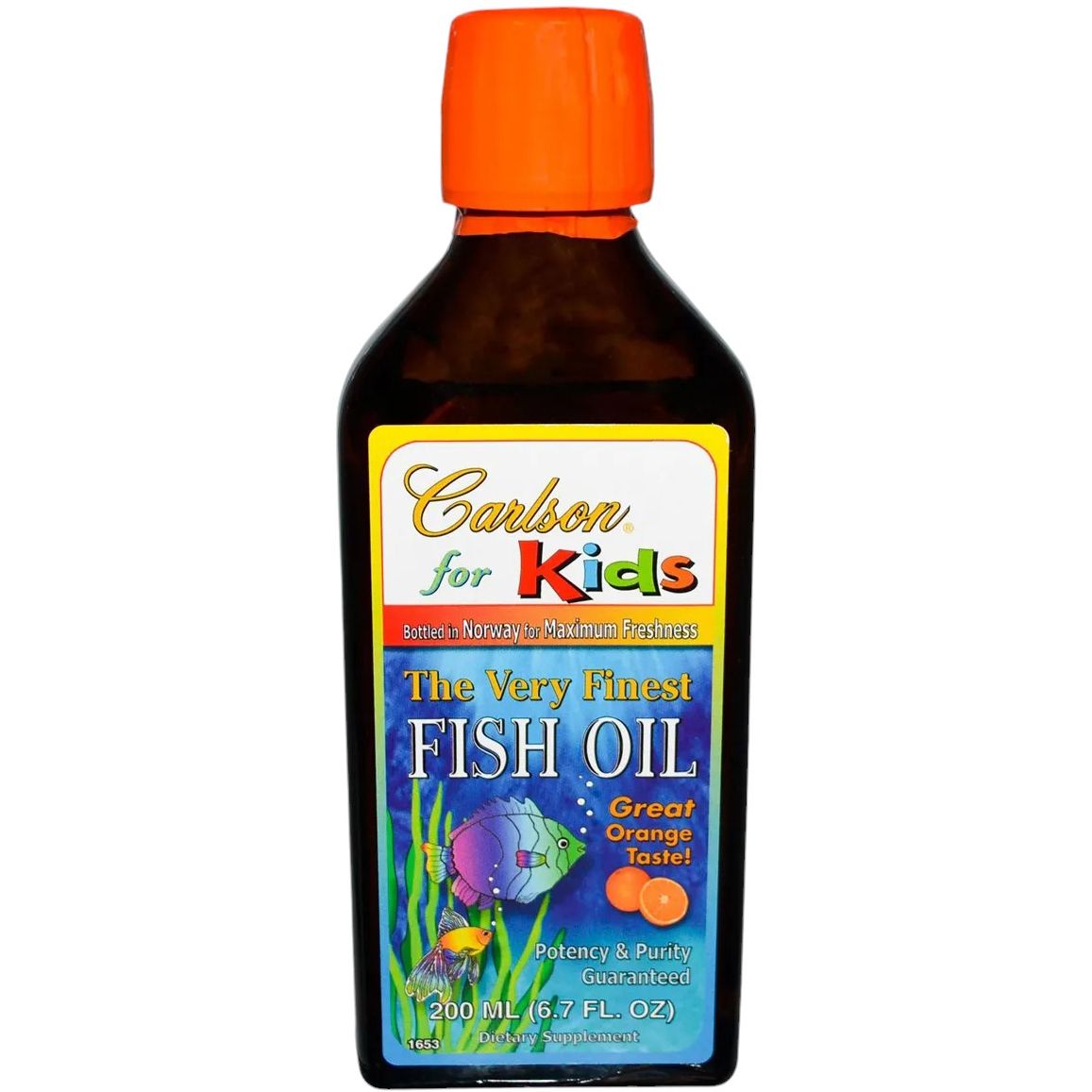 Рыбий жир для детей Carlson The Very Finest Fish Oil for Kids со вкусом апельсина 200 мл - фото 1