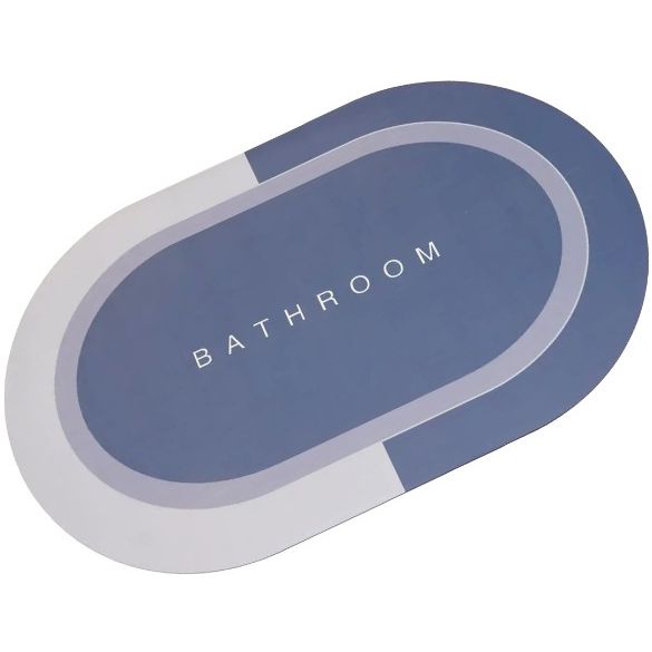 Коврик суперпоглащающий в ванную Stenson 80x50 см овальный серо-темно-синий (26290) - фото 2