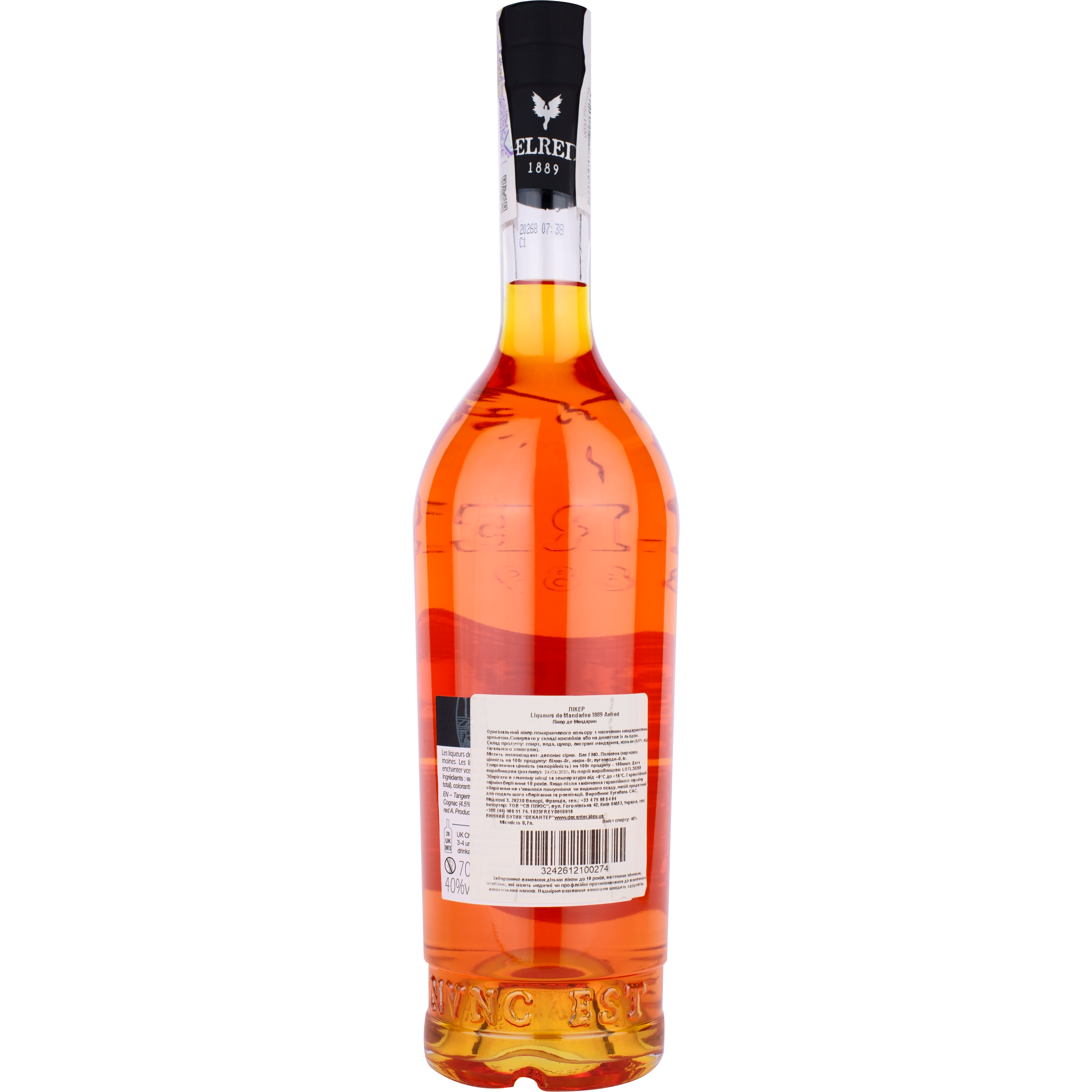 Ликер Aelred 1889 Liqueurs de Mandarine (Мандарин) 40%, 0,7 л - фото 2