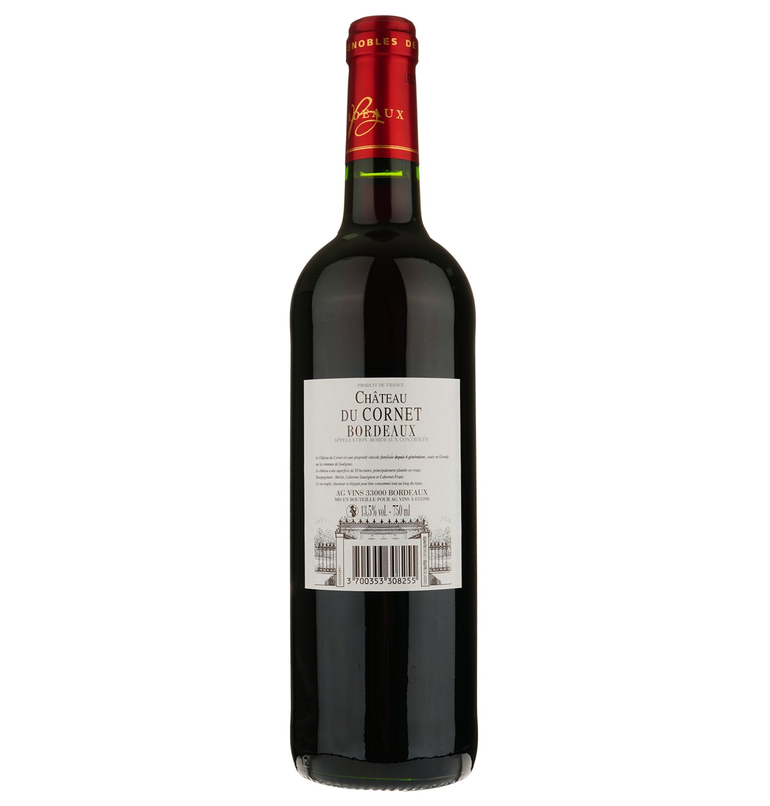 Вино Chateau Du Cornet AOP Bordeaux, красное, сухое, 0,75 л (917815) - фото 2
