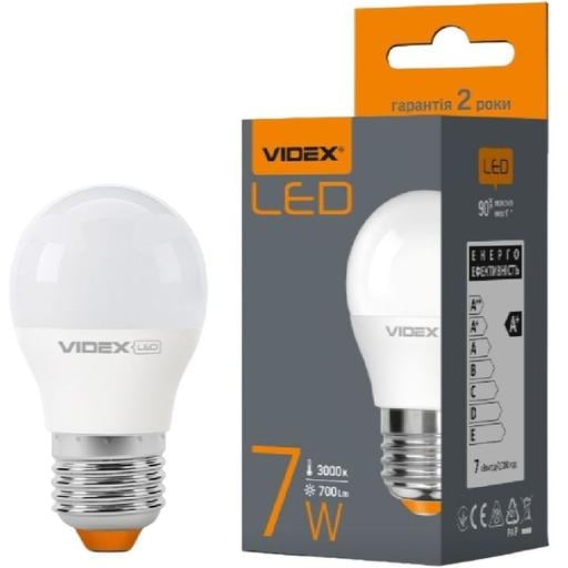 Світлодіодна лампа LED Videx G45e 7W E27 3000K (VL-G45e-07273) - фото 1