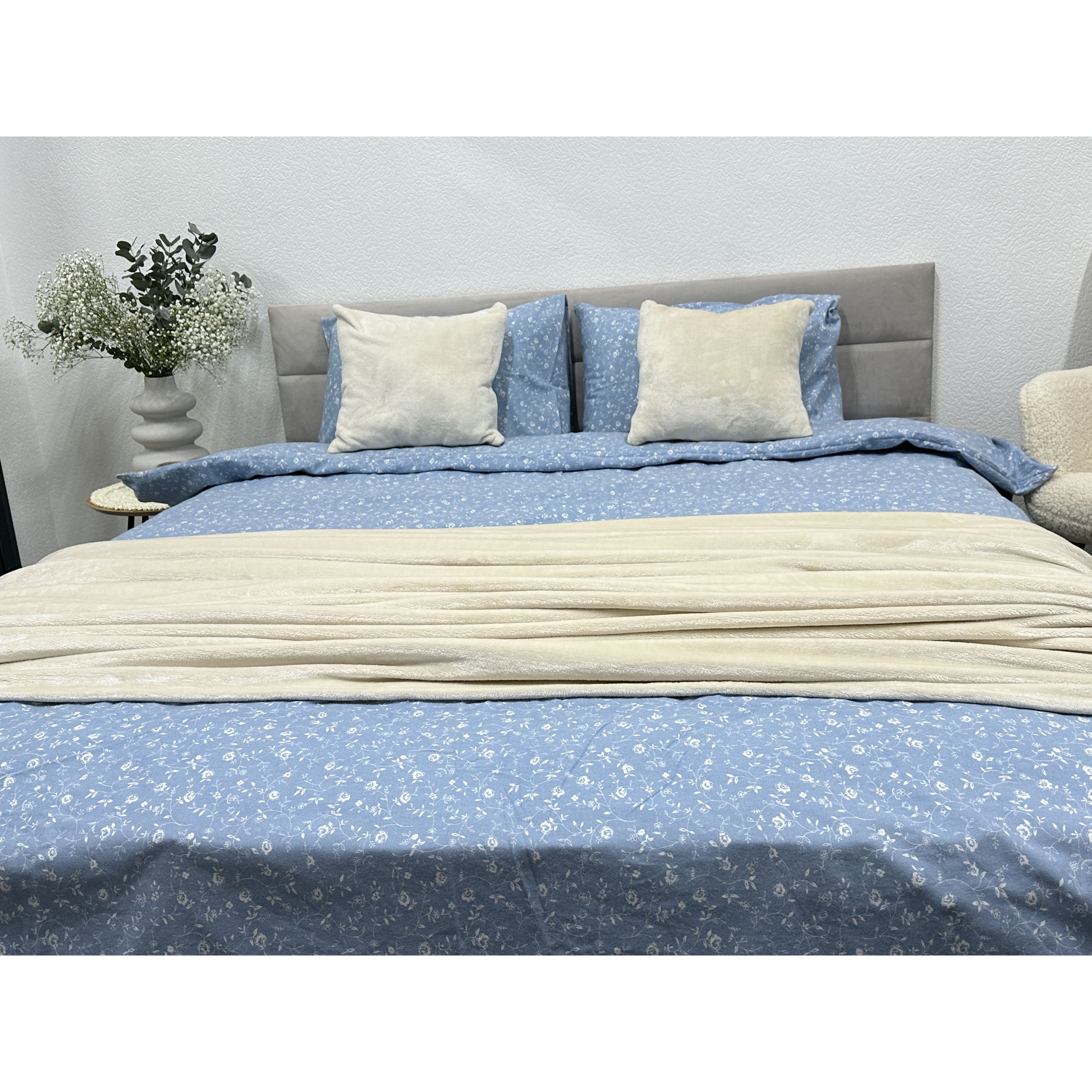 Комплект постельного белья Ecotton двуспальный 250958 Цветок на голубом (24276) - фото 2
