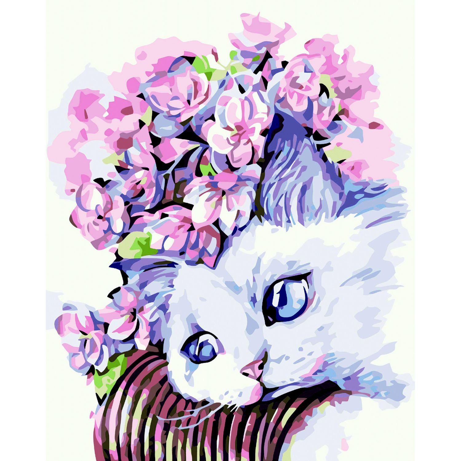 Картина по номерам ZiBi Art Line Кошечка-цветочек 40х50 см (ZB.64236) - фото 1