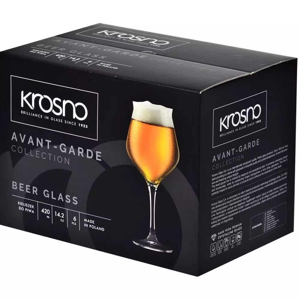 Набор бокалов для пива Krosno Avant-Garde, стекло, 420 мл, 6 шт. (791166) - фото 3