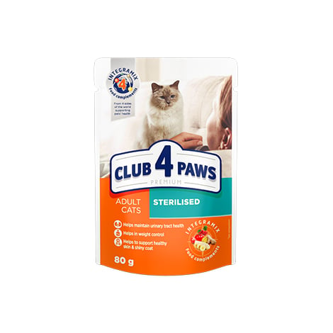 Вологий корм для стерилізованих котів Club 4 Paws, 80 г - фото 1