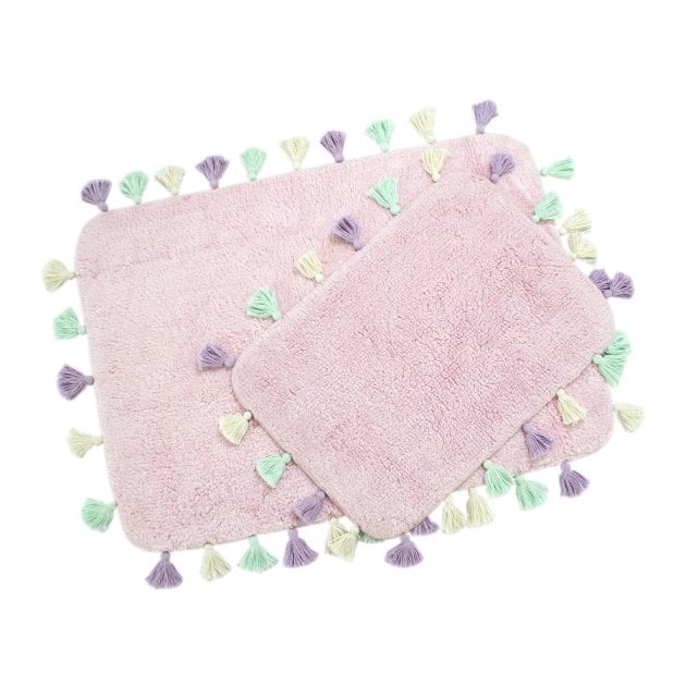Набір килимків Irya Lucca pembe, 90х60 см і 60х40 см, світло-рожевий (svt-2000022213837) - фото 1