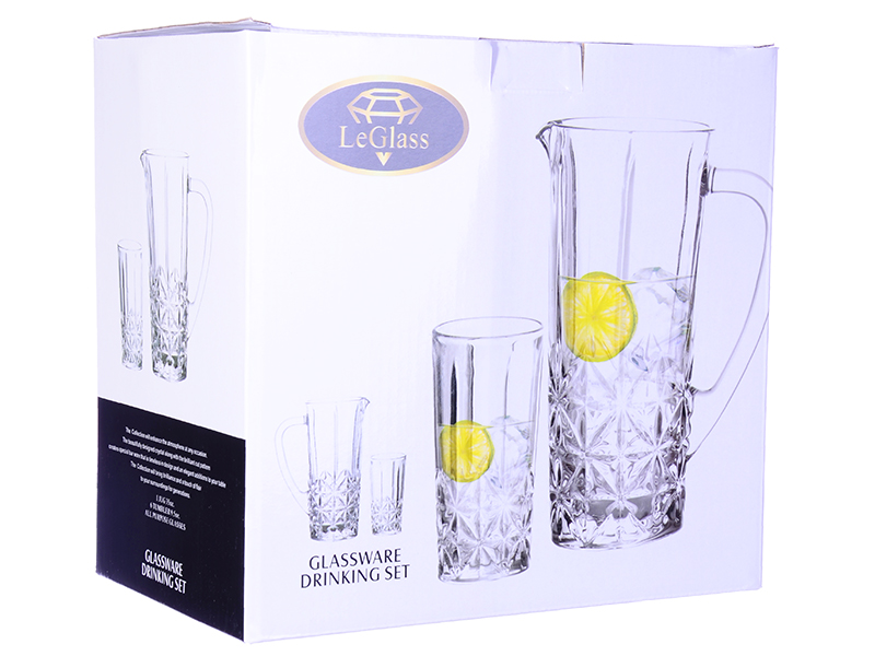 Набір для напоїв LeGlass: глечик, 1 л + склянки по 250 мл, 7 предметів (600-006) - фото 2