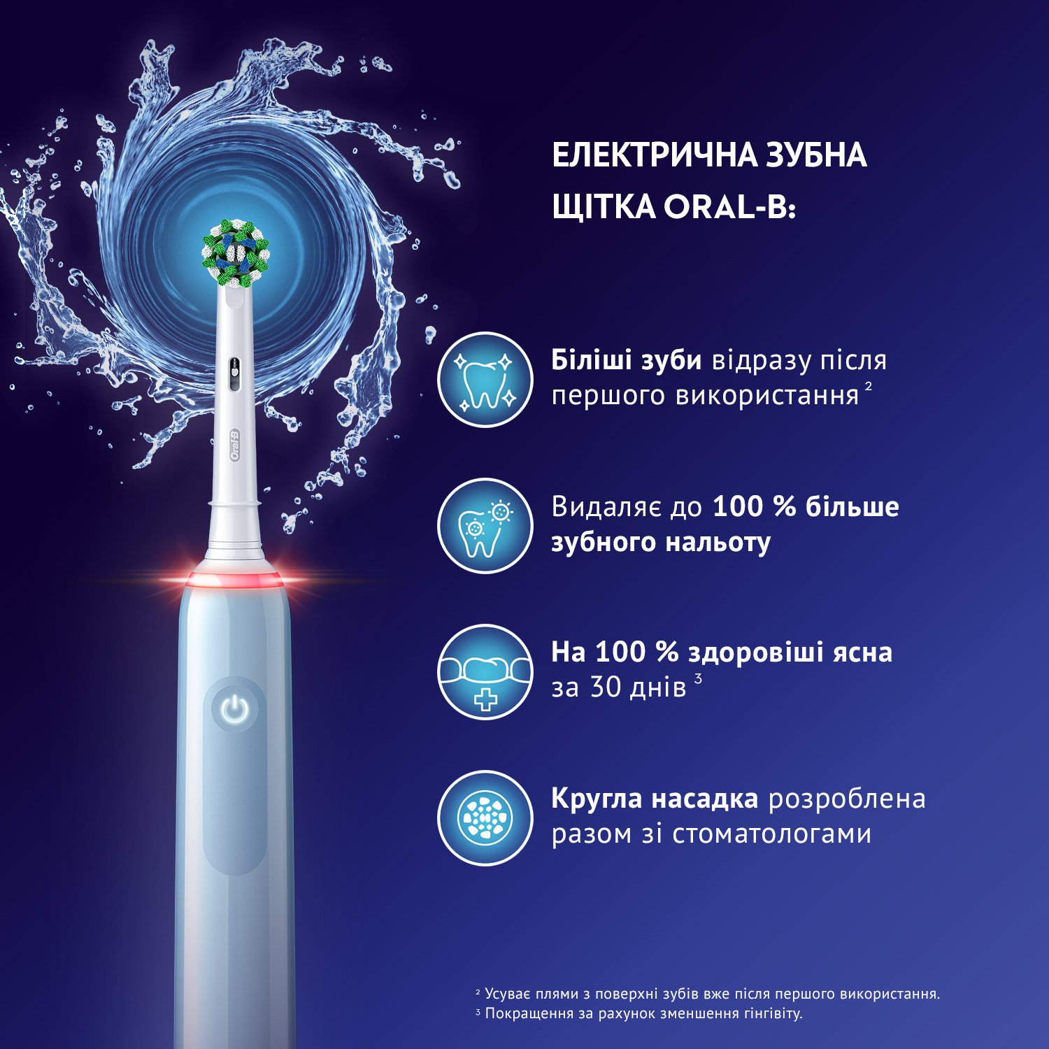 Електрична зубна щітка Oral-B Pro 3 3000 СrossAсtion, синя - фото 6