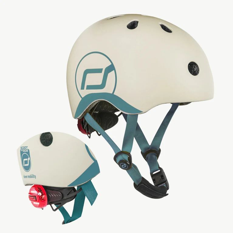 Шлем защитный детский Scoot and Ride с фонариком 45-51 см светло-серый (SR-181206-ASH) - фото 2