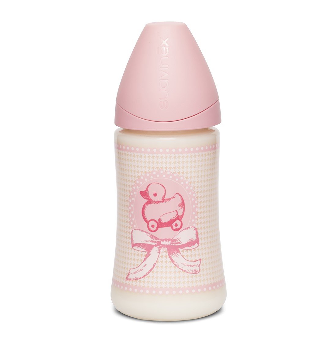 Бутылочка для кормления Suavinex Истории малышей Уточка, 270 мл, розовый (304381/1) - фото 1