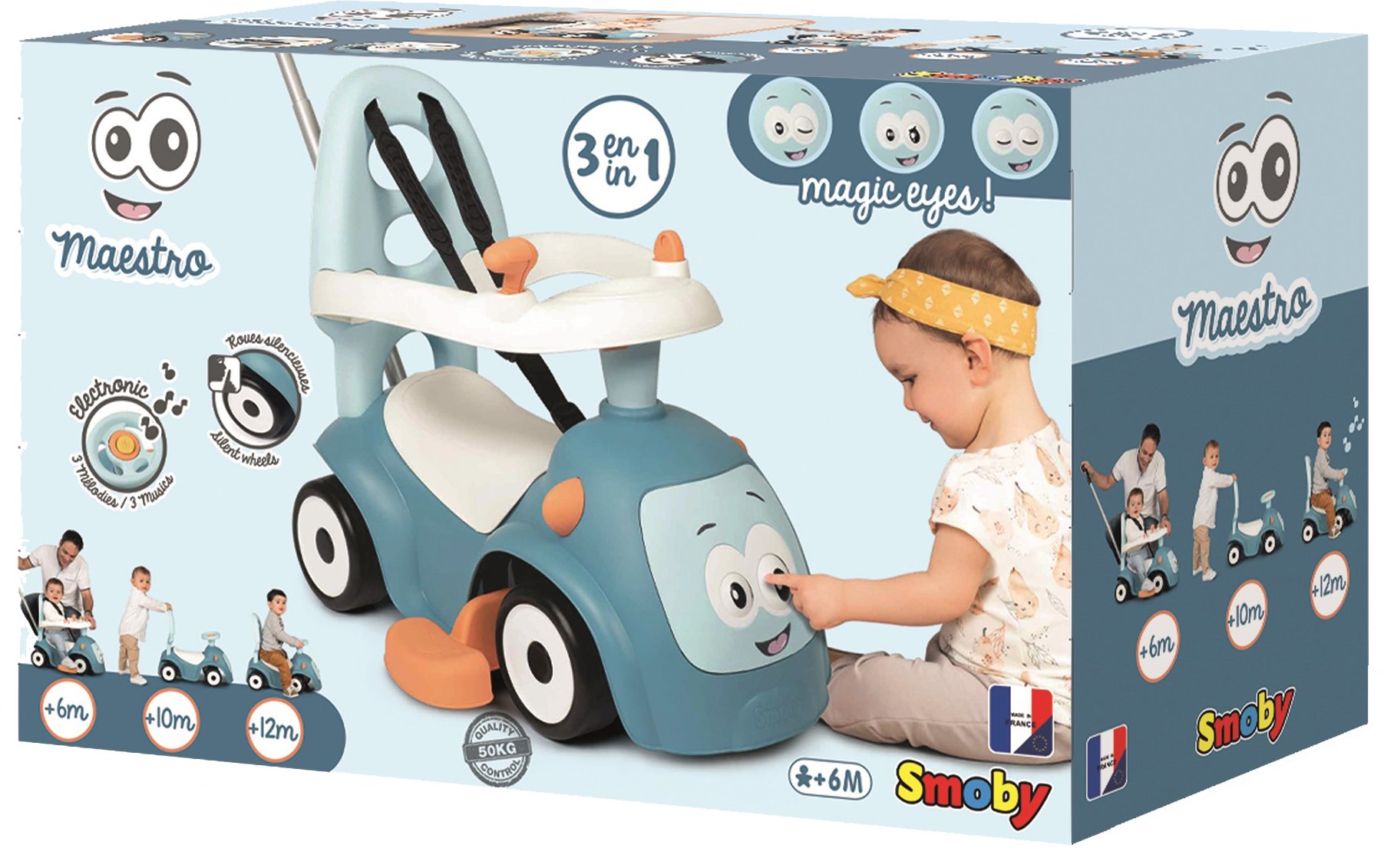 Машина для катания детская Smoby Toys Маестро 4 в 1 с функцией качели, голубой (720304) - фото 10