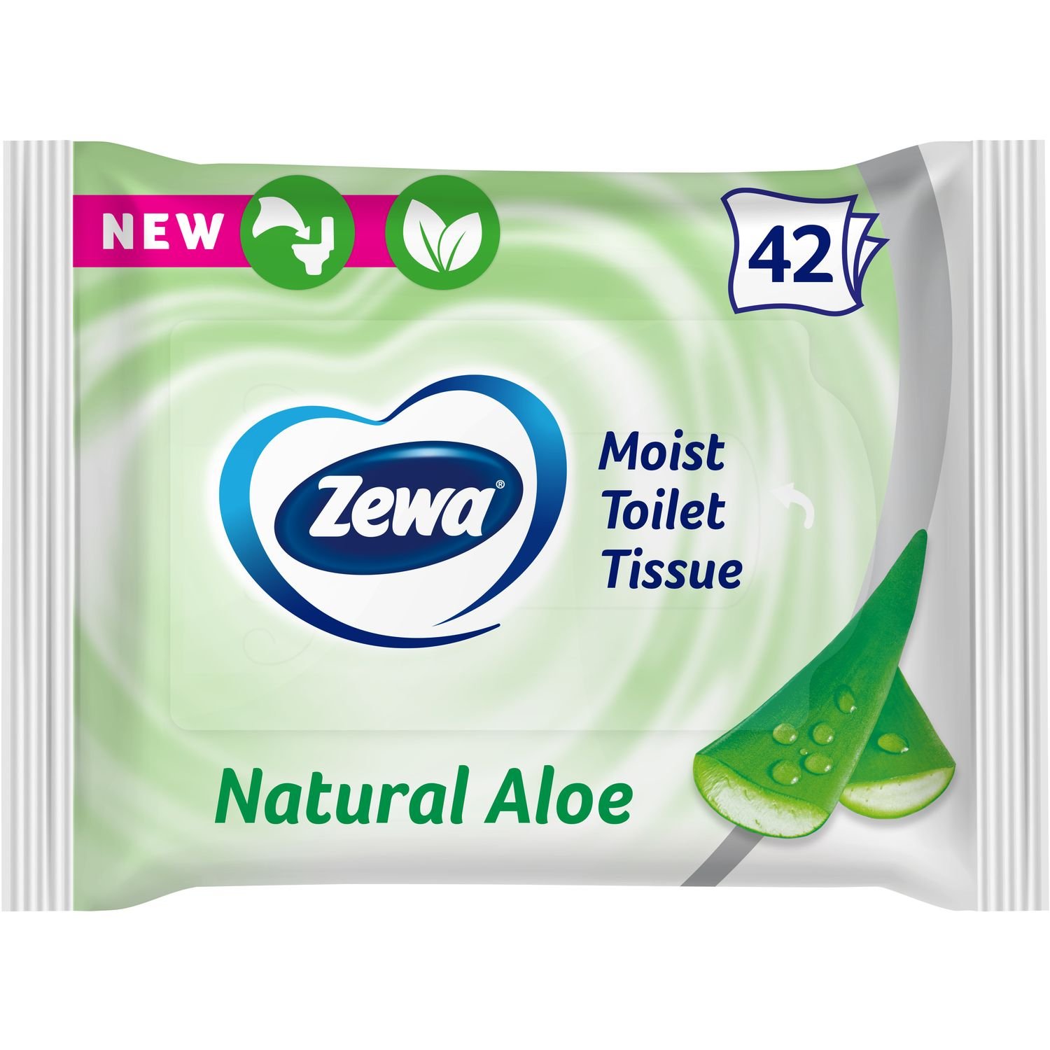 Влажная туалетная бумага Zewa Aloe Vera Moist, 42 шт. - фото 1