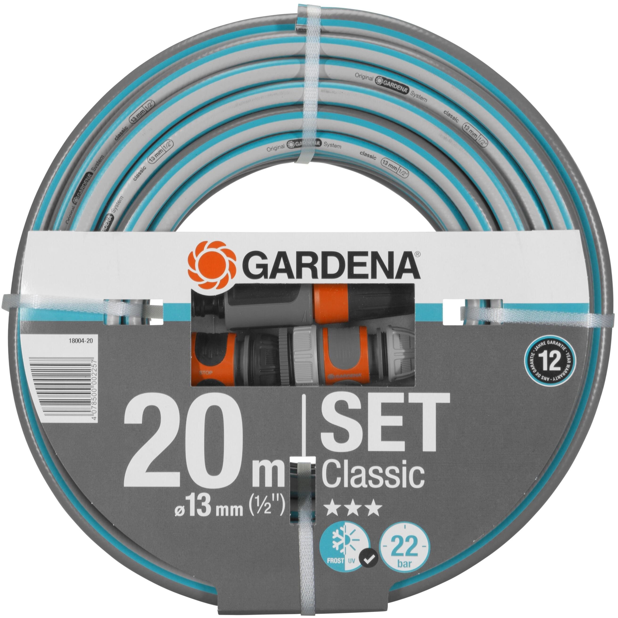 Шланг садовый Gardena Classic 13 мм 1/2" комплект для полива 20 м (18004-20.000.00) - фото 1