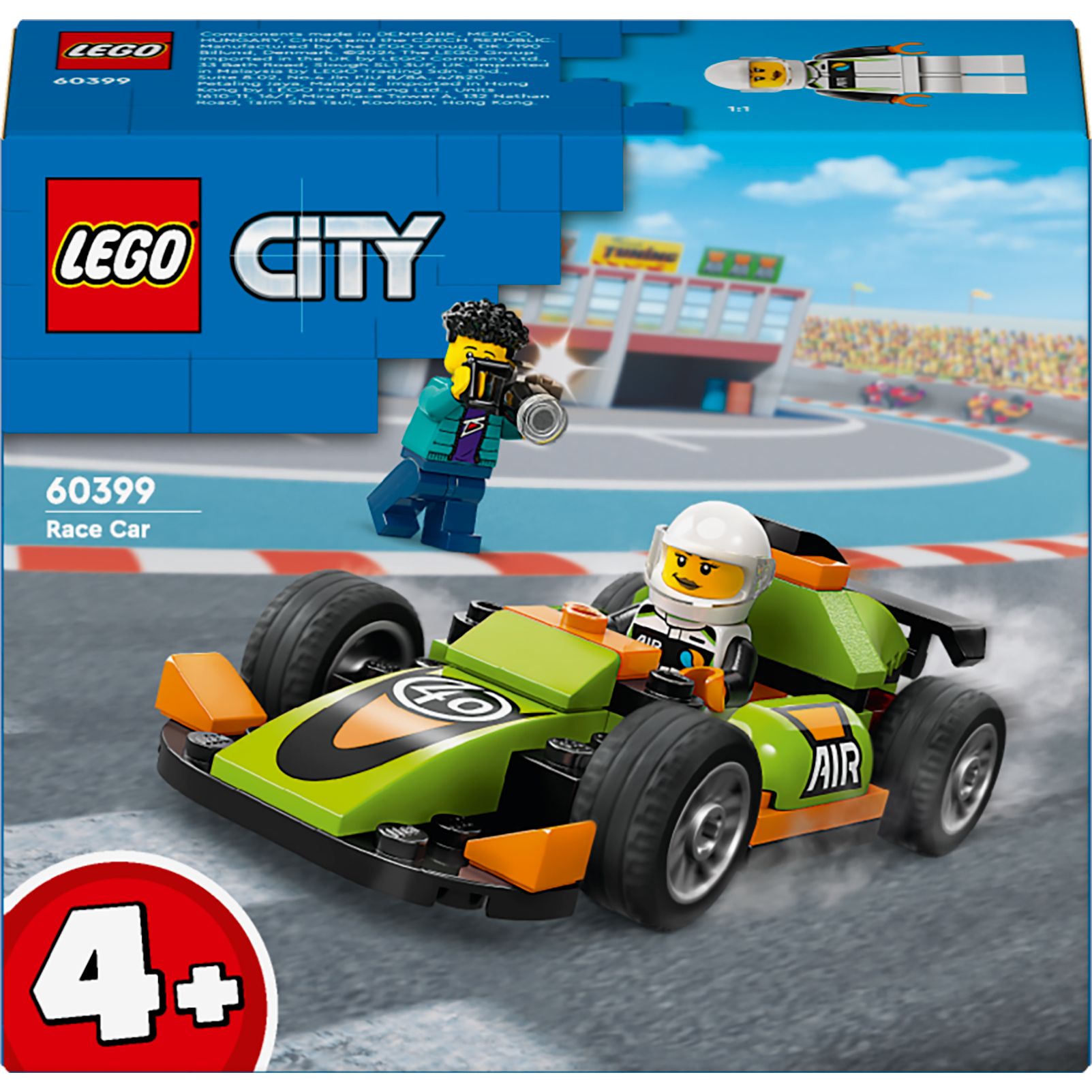 Конструктор LEGO City Зеленый гоночный автомобиль для гонок 56 деталей (60399) - фото 1