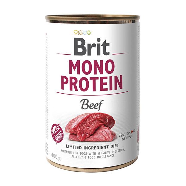 Монопротеїновий вологий корм для собак з чутливим травленням Brit Mono Protein Beef, з яловичиною, 400 г - фото 1