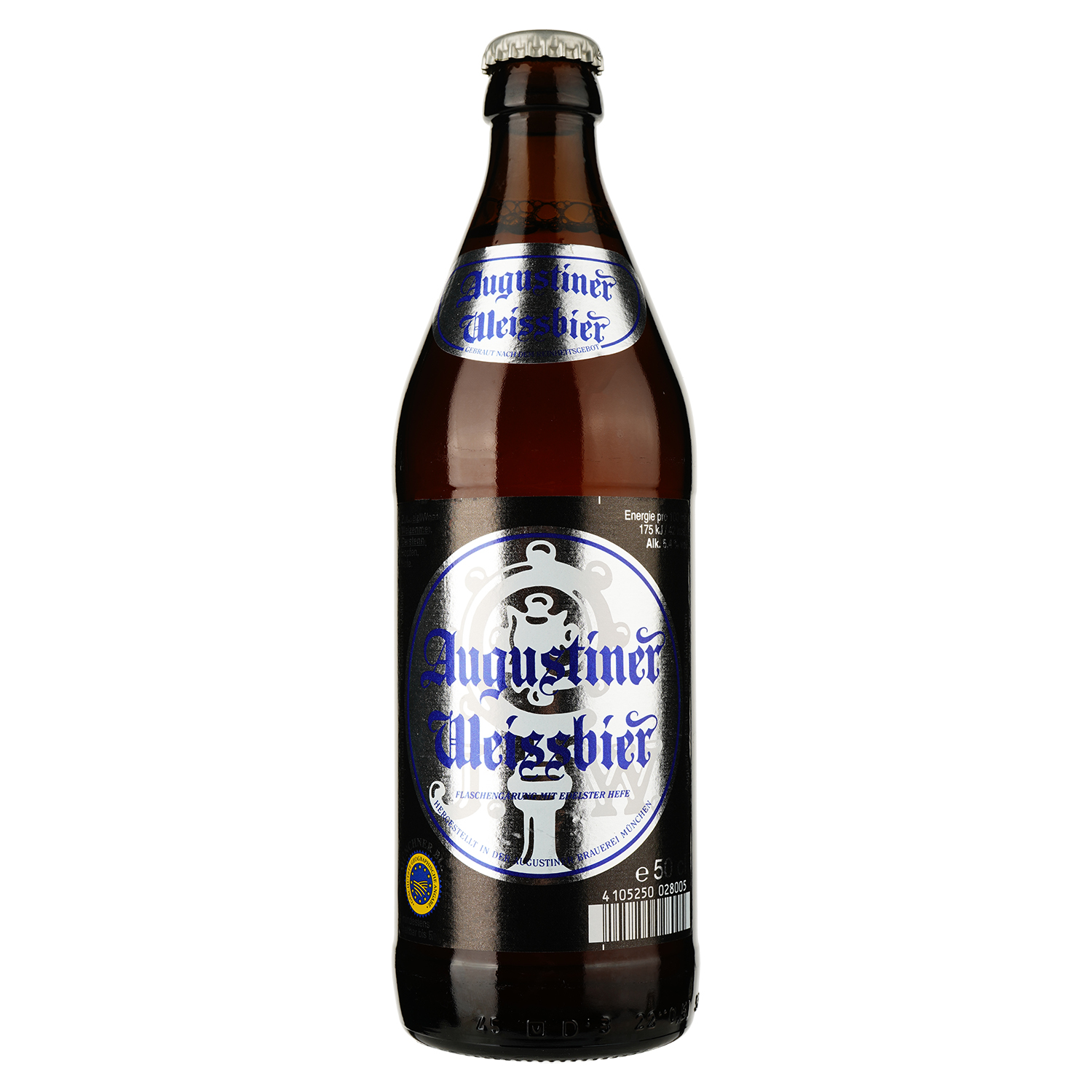 Пиво Augustiner Weisbier, светлое, нефильтрованное, 5,4%, 0,5 л - фото 1