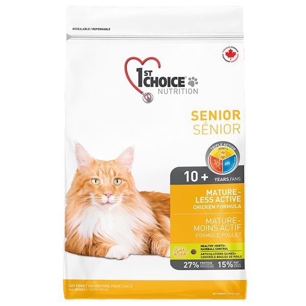 Сухий корм для літніх або малоактивних котів 1st Choice Senior Mature Less Aktiv, з куркою та рисом, 5.44 кг - фото 1
