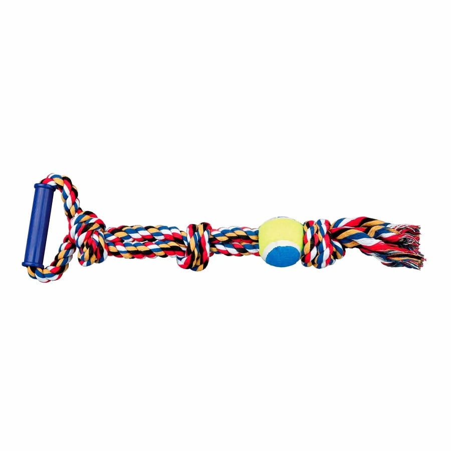 Игрушка для собак Trixie Канат плетеный с ручкой и мячом, 50 см, в ассортименте (3280) - фото 2