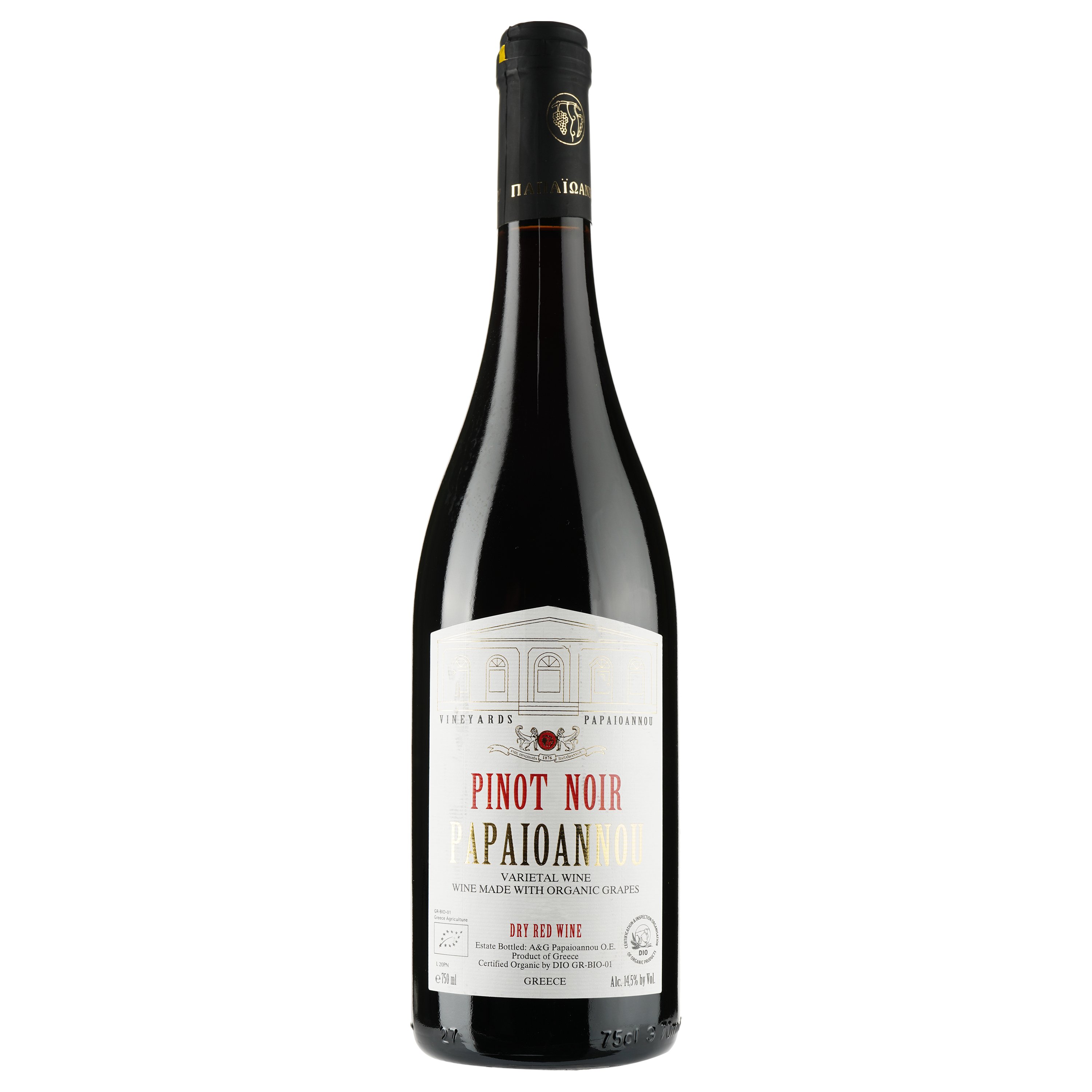 Вино Papaioannou Pinot Noir, красное, сухое, 0,75 л - фото 1