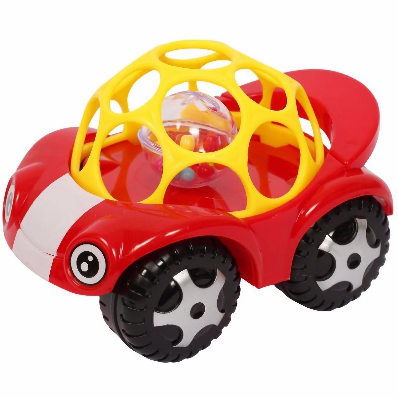 Игрушка-погремушка Lindo Машинка, красный с желтым (Б 339 красн) - фото 1