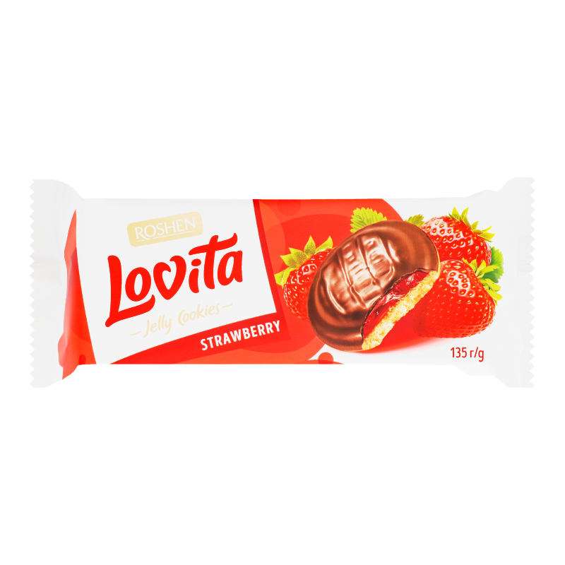Печенье Roshen Lovita Jelly Cookies со вкусом клубники 135 г (881139) - фото 1