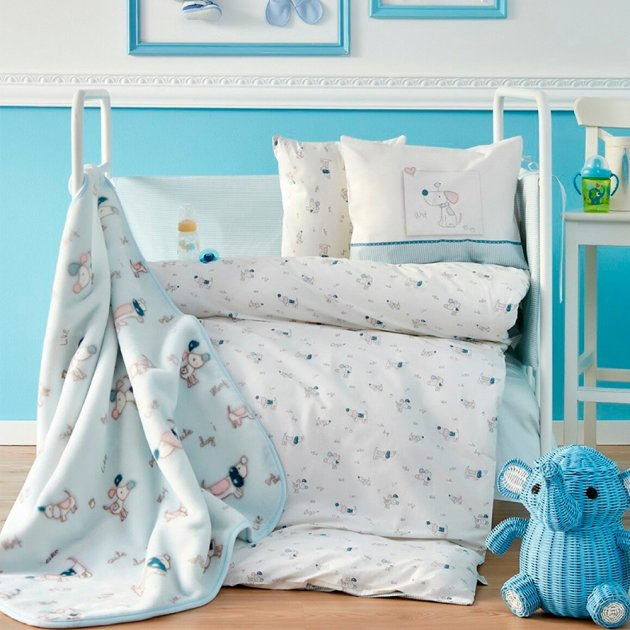 Детский плед в кроватку Karaca Home Woof, 120х100 см, голубой (2000022087148) - фото 1