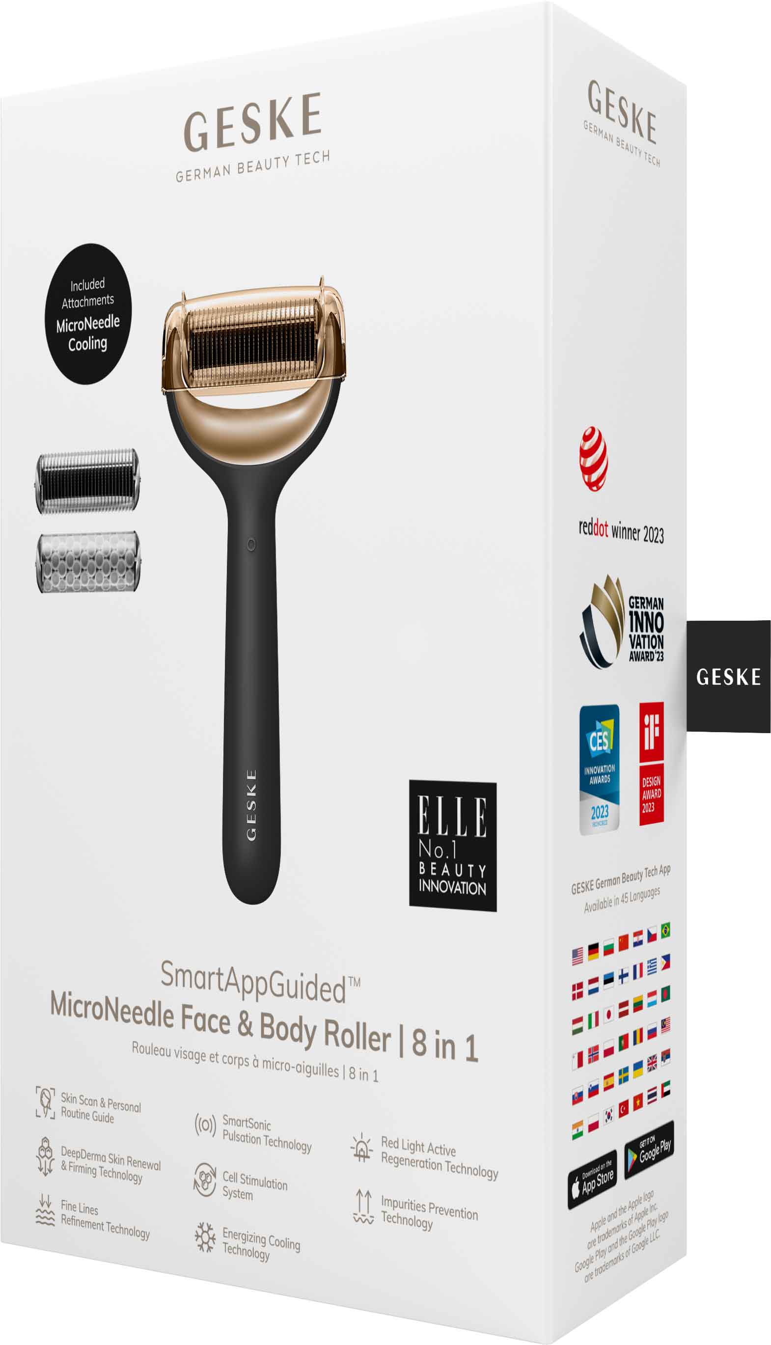 Електронний ролик для обличчя та тіла з мікроголками GESKE MicroNeedle Face & Body Roller 8 в 1 сірий - фото 5