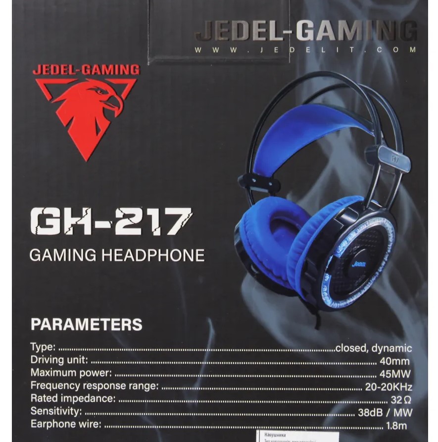 Ігрові навушники Jedel GH217 з мікрофоном Balck-Blue - фото 4