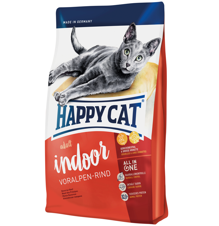 Сухий корм для дорослих котів, що мешкають у приміщенні Happy Cat Indoor Voralpen Rind, зі смаком яловичини, 300 г (70217) - фото 1